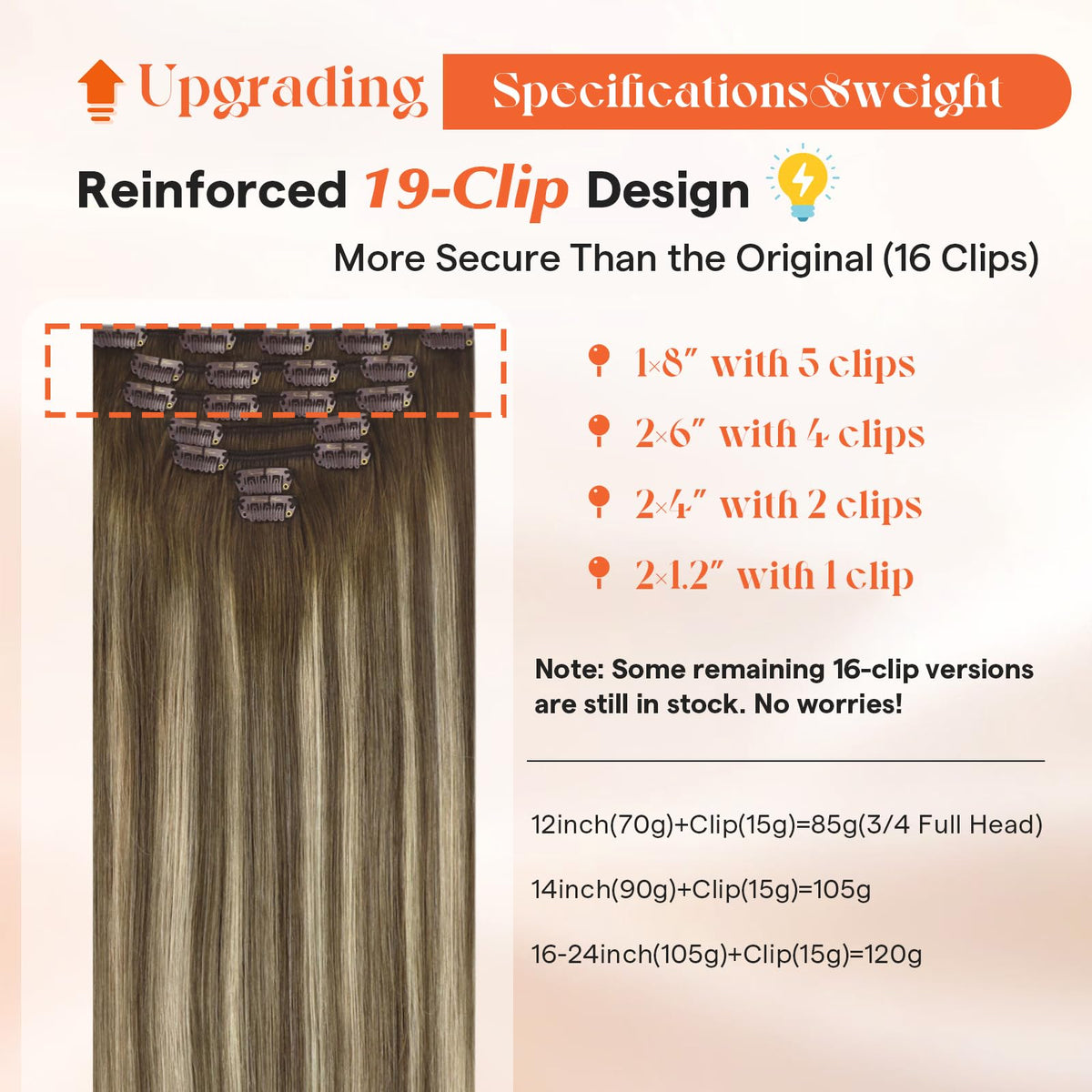 Sunny Hair Clip-in Extensions showing clips and wefts