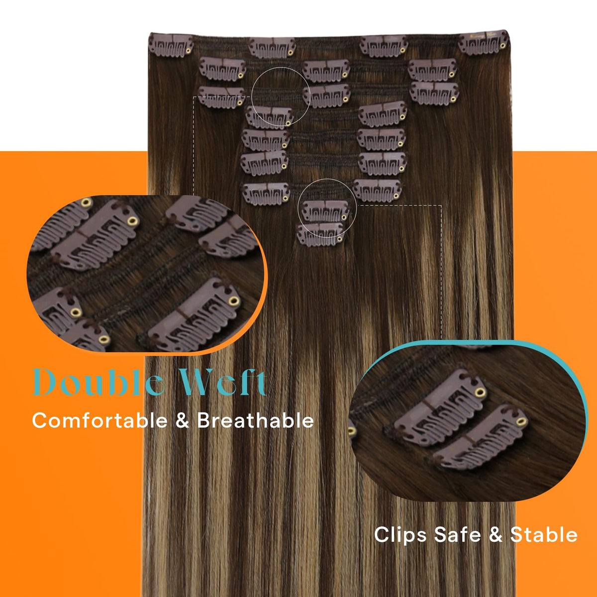 Sunny Hair Clip-in Extensions showing heat styling compatibility
