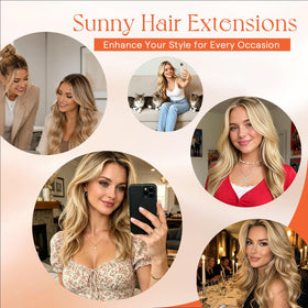 Sunny Hair clip-in extensions showing multiple wefts