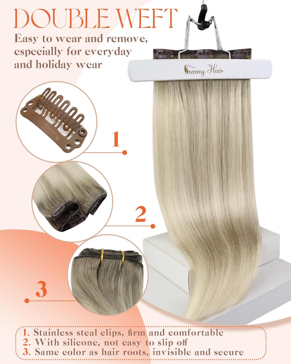 Sunny Hair Clip-in Extensions styled in loose waves
