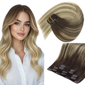 Sunny Hair Clip-in Hair Extensions 12 Inch Ombre front view