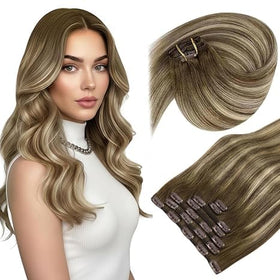 Sunny Hair Clip-in Hair Extensions 120g Balayage Brown front view