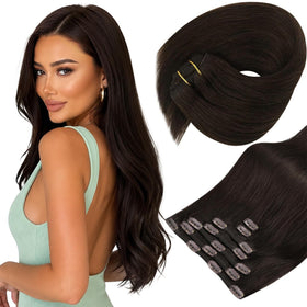 Sunny Hair Clip-in Hair Extensions 14 Inch Dark Brown front view