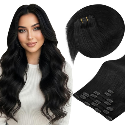 Sunny Hair Clip-in Hair Extensions 14 Inch natural black front view