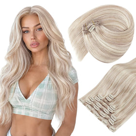 Sunny Hair Clip-in Hair Extensions 16 Inch highlights front view
