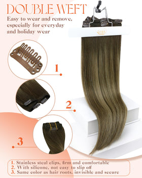 Sunny Hair Clip in Hair Extensions 28 Inch Balayage back view