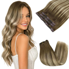 Sunny Hair Clip in Hair Extensions 3pcs Light Blonde front view