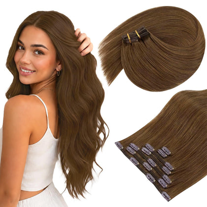 Sunny Hair Clip-In Hair Extensions 7-piece set in natural light brown