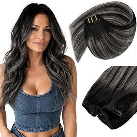 Sunny Hair clip-in hair extensions black ombre balayage front view