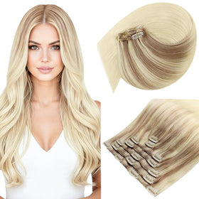 Sunny Hair Clip-in Hair Extensions blonde ombre highlights front view
