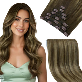 Sunny Hair Clip-in Hair Extensions brown blonde front view