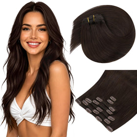 Sunny Hair Clip-in Hair Extensions Chocolate Brown front view