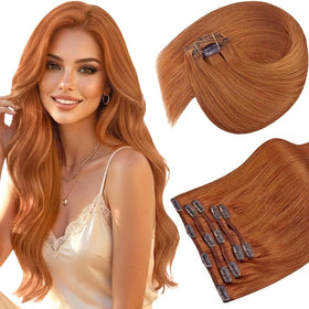 Sunny Hair Clip-in Hair Extensions Copper Orange 12 Inch front view