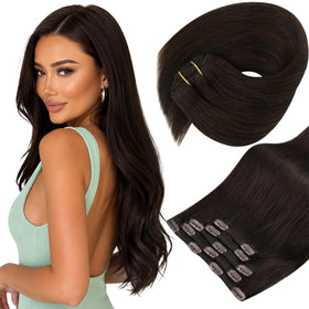 Sunny Hair Clip-in Hair Extensions Dark Brown 12 Inch front view