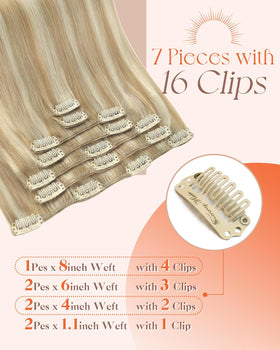 Sunny Hair Clip-in Hair Extensions displayed with colour swatches
