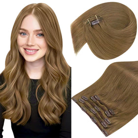 Sunny Hair Clip-in Hair Extensions Light Brown 12 Inch front view