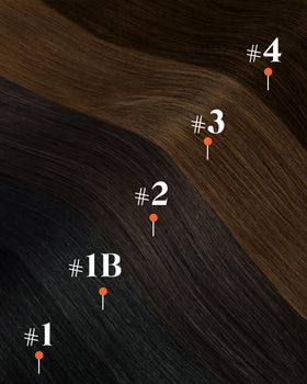 Sunny Hair clip-in hair extensions light brown with colour swatches