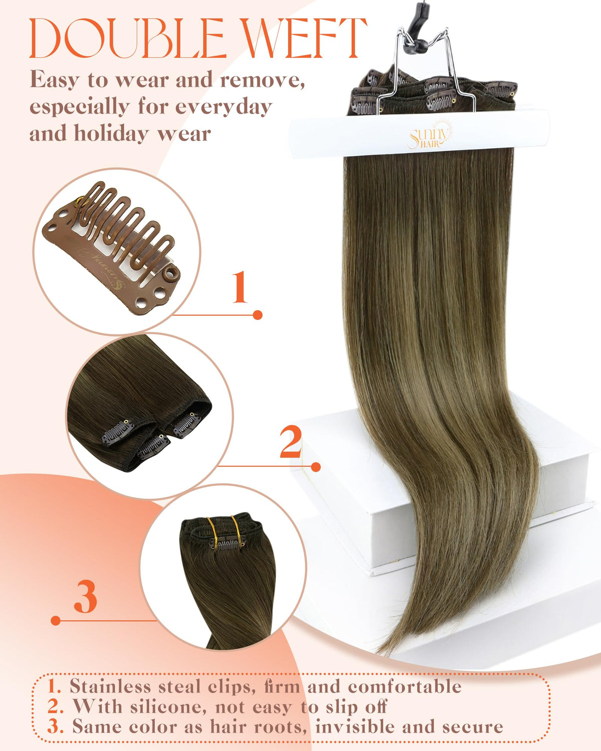 Sunny Hair Clip in Hair Extensions with care instructions