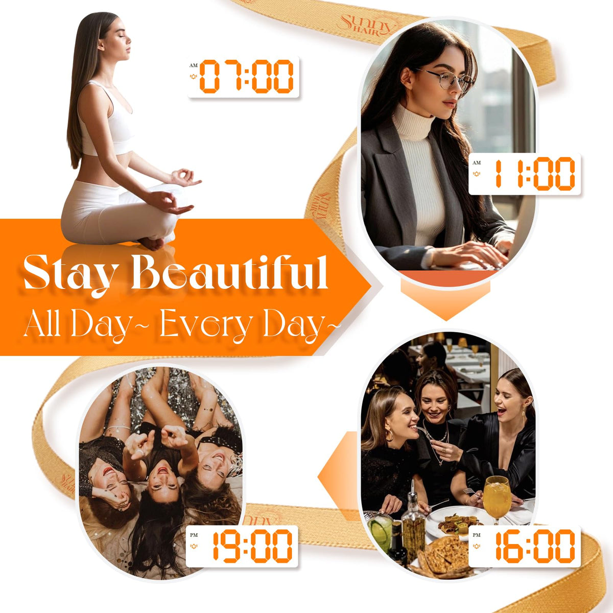 Sunny Hair Extensions displayed with clamping tool