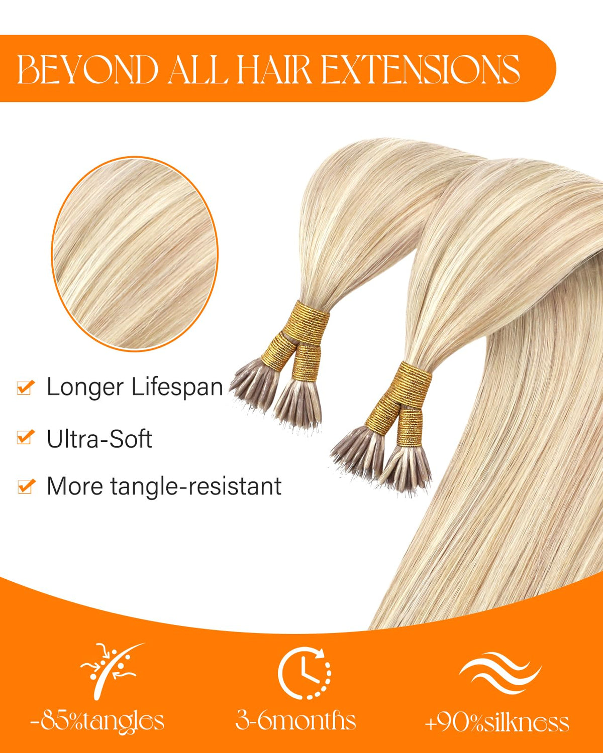 Sunny Hair extensions styled in loose waves
