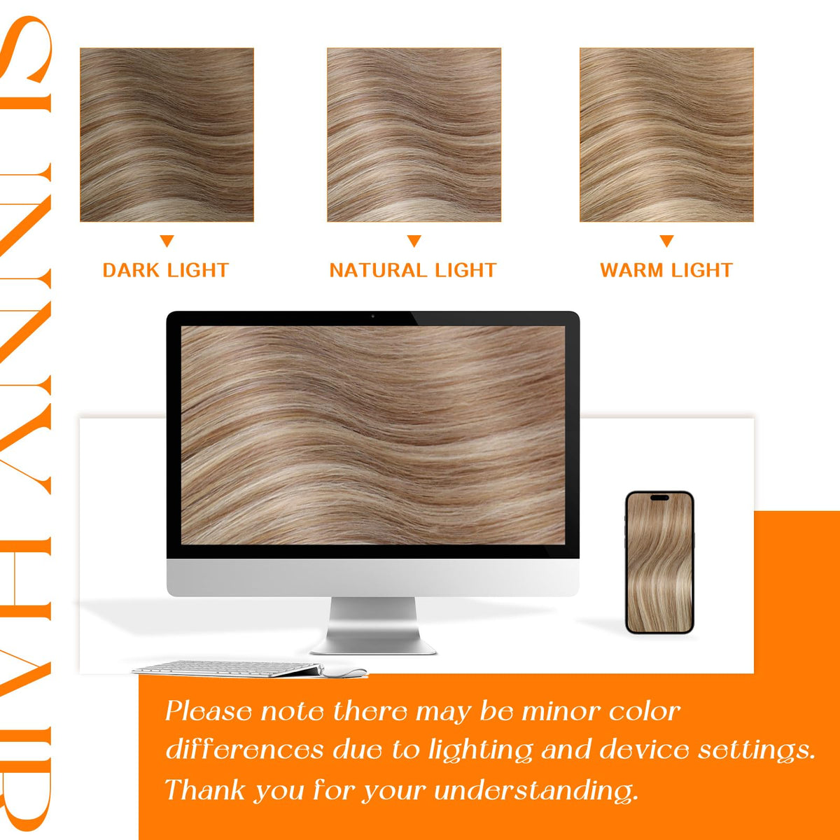 Sunny Hair extensions styled in soft waves
