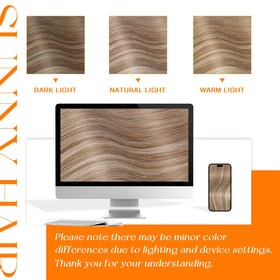 Sunny Hair extensions styled in soft waves