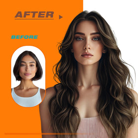 Sunny Hair extensions styled with curls