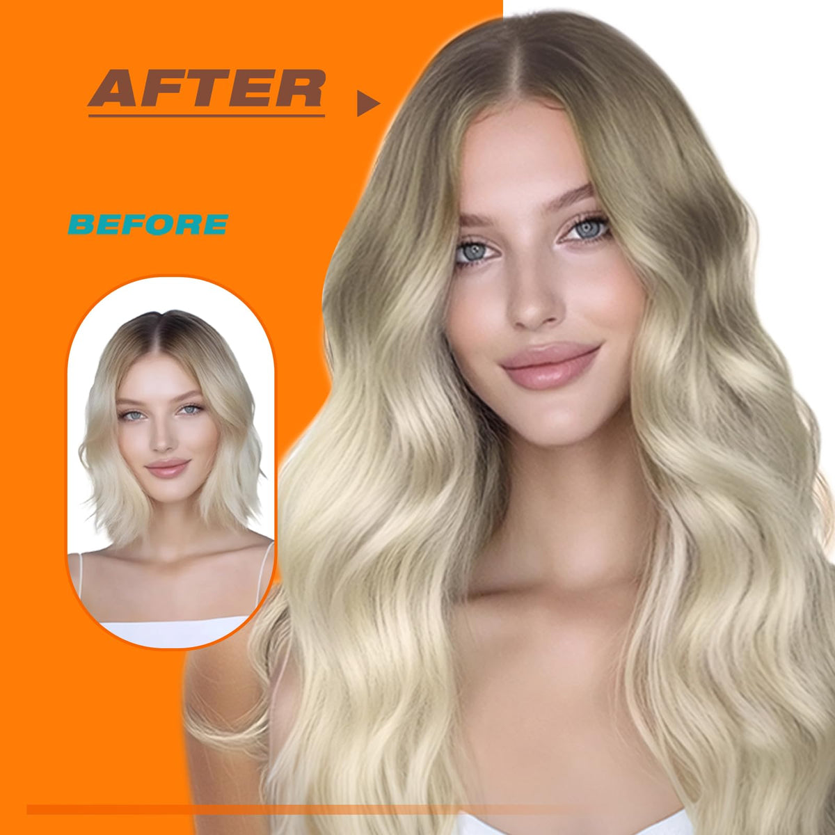 Sunny Hair extensions styled with heat tools