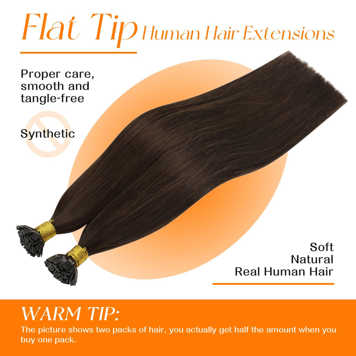Sunny Hair Flat Tip Extensions displayed in natural light