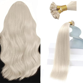 Sunny Hair Flat Tip Hair Extensions Platinum Blonde front view