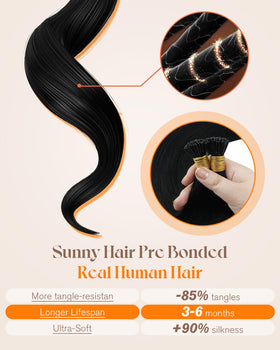 Sunny Hair I Tip Extensions displayed with styling tools