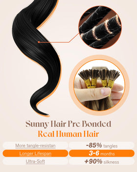 Sunny Hair I Tip extensions styled in loose waves