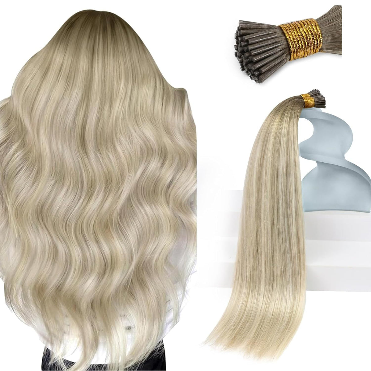 Sunny Hair I Tip Hair Extensions Blonde Balayage front view