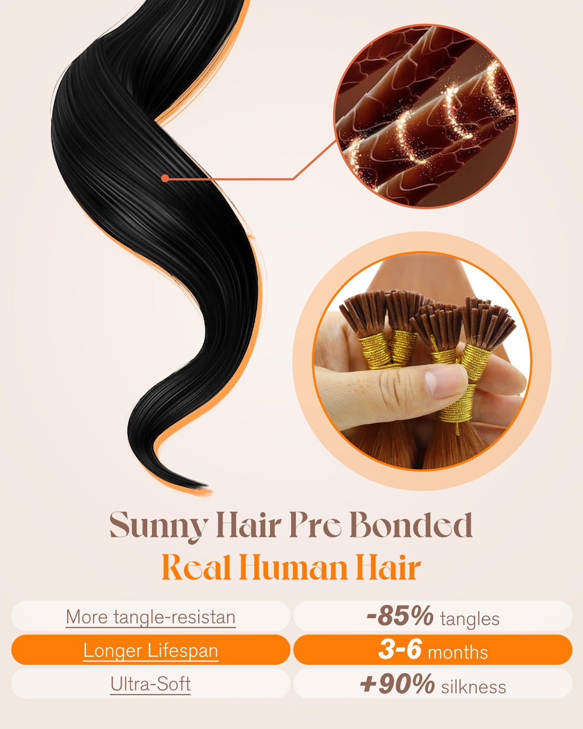 Sunny Hair I Tip Hair Extensions Copper in packaging