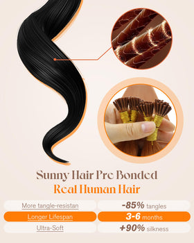 Sunny Hair I Tip Hair Extensions Copper in packaging