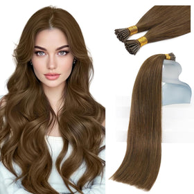 Sunny Hair I Tip Hair Extensions Light Brown 14 Inch front view