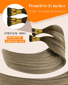 Sunny Hair I Tip Hair Extensions packaging and strands