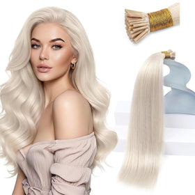 Sunny Hair I Tip Human Hair Extensions White Blonde front view