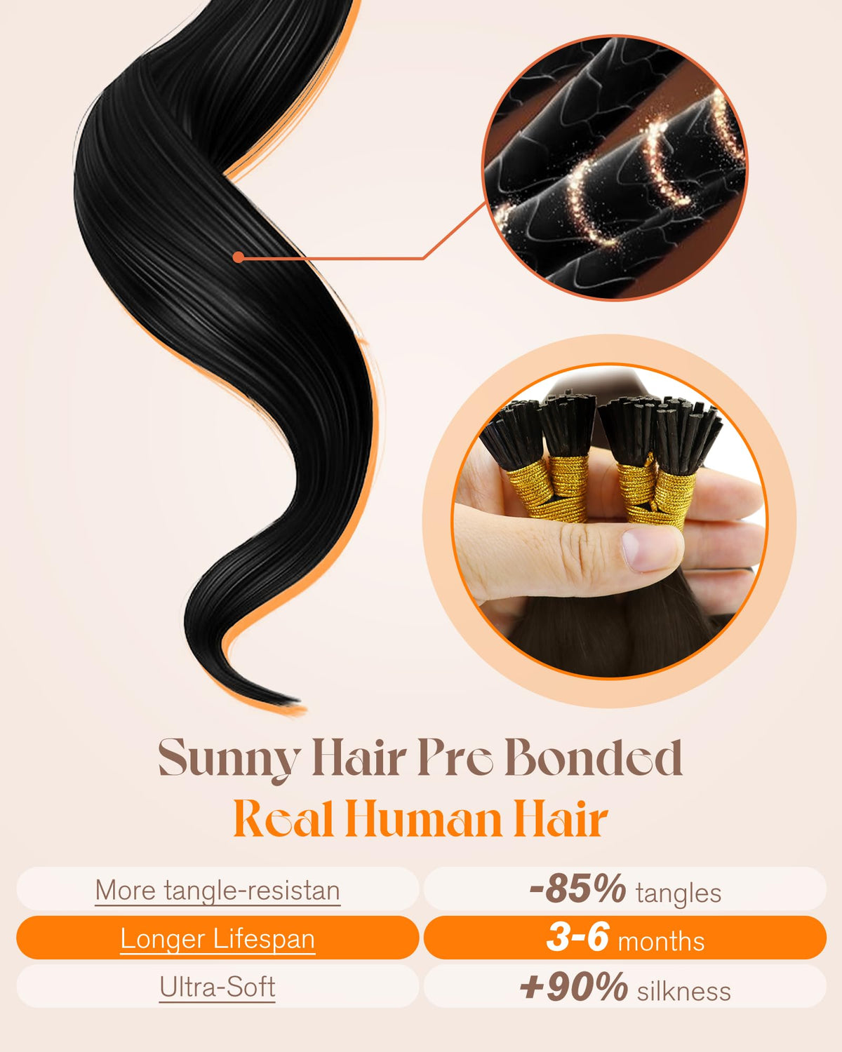 Sunny Hair I Tips Hair Extensions displayed with natural hair blend