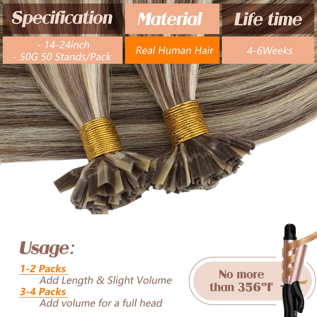 Sunny Hair K Tip Hair Extensions displayed in various shades