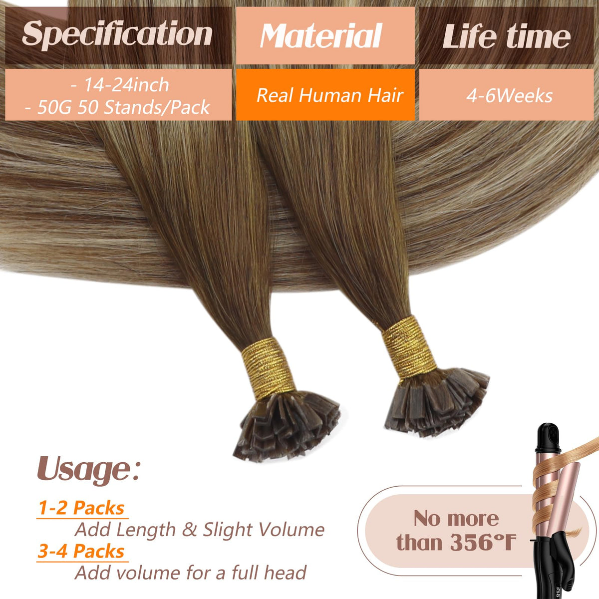 Sunny Hair K Tip Hair Extensions in packaging