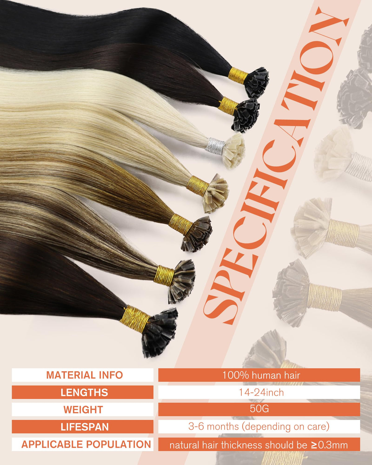 Sunny Hair K Tip Hair Extensions in various shades