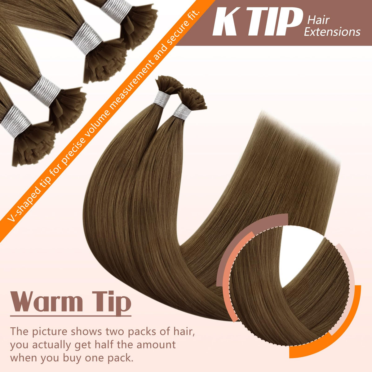 Sunny Hair K Tip Hair Extensions Light Brown 14 Inch packaging