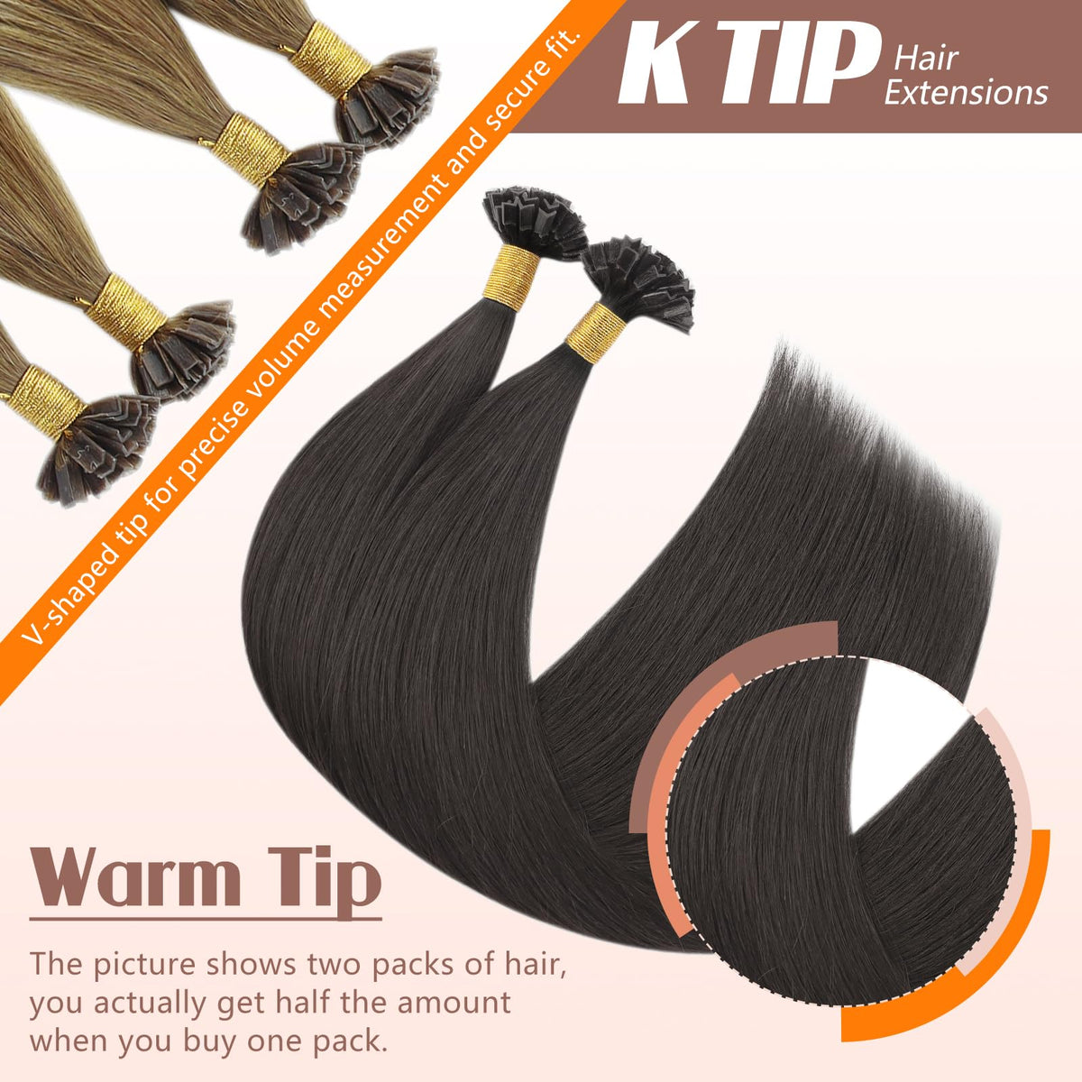 Sunny Hair K Tip Hair Extensions Mocha Brown packaging