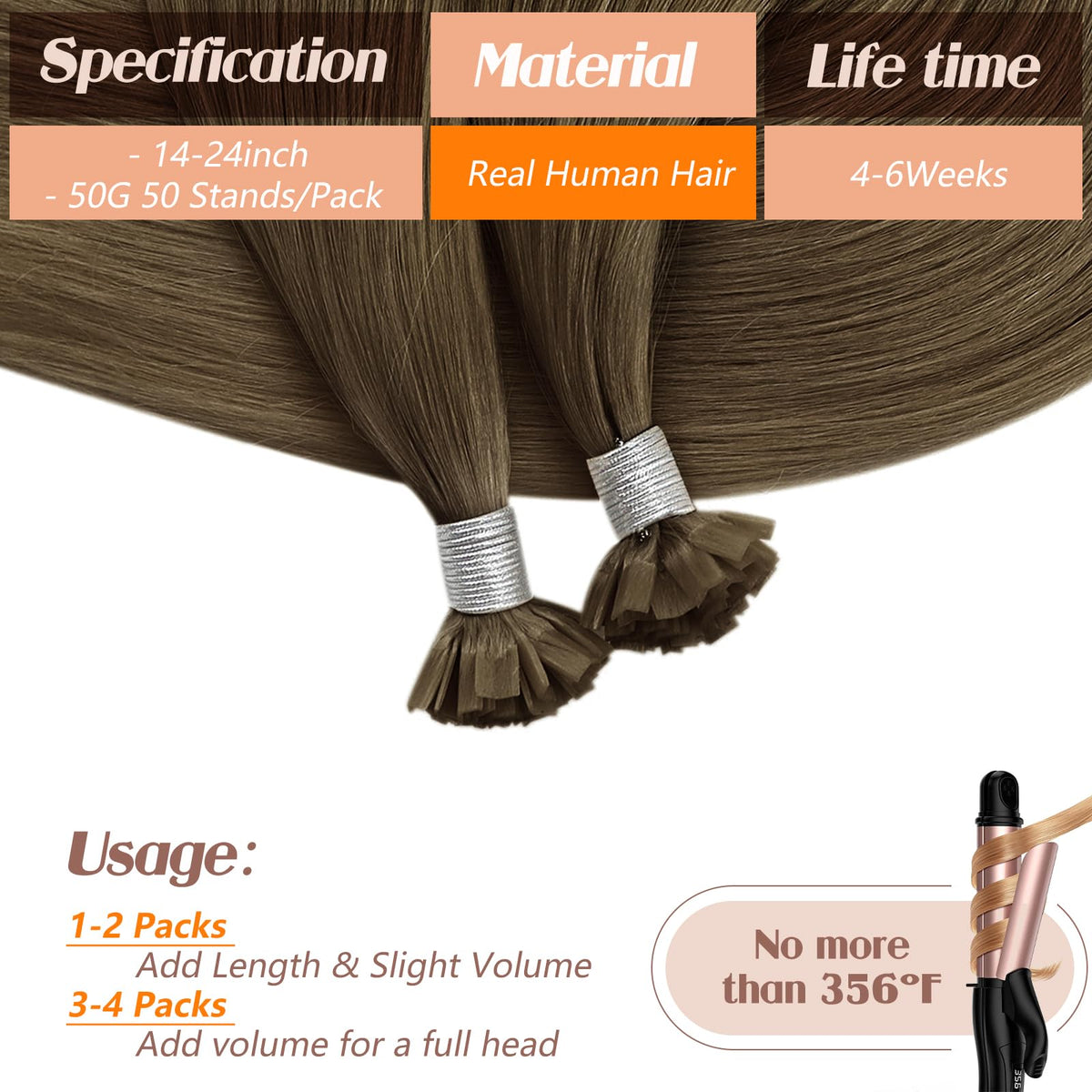 Sunny Hair K Tip Human Hair Extensions displayed in packaging