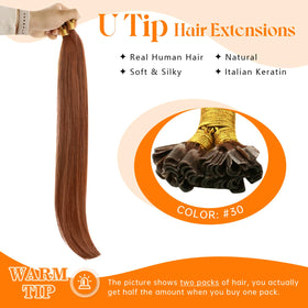 Sunny Hair K Tips Hair Extensions 16 Inch auburn back view