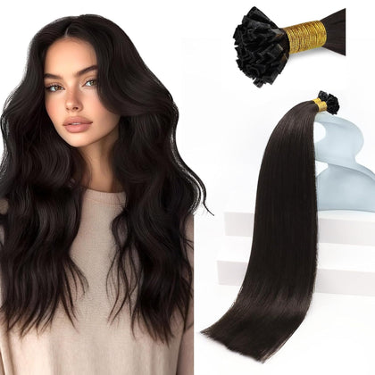 Sunny Hair K Tips Hair Extensions Dark Brown 16 Inch front view