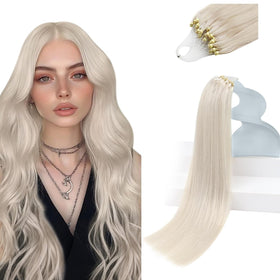 Sunny Hair Micro Link Extensions 14 Inch Platinum Blonde front view