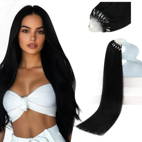 Sunny Hair Micro Link Hair Extensions Jet Black front view