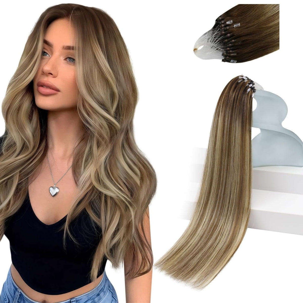 Sunny Hair Micro Link Human Hair Extensions 18 Inch front view